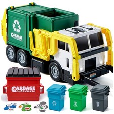 Large Friction Powered Garbage Truck Toy with Dumpster