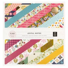 Pink Paislee Double-Sided Paper Pad 12"X12" 24/Pkg-Gold Foil, Joyful Notes