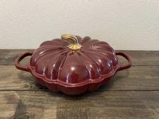 Le Creuset Enameled Cast Iron Pumpkin Braiser 2.75 Qt Rhone/Garnet