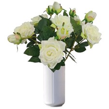 Ivory White Flowers Ivory Roses6 Pcs Faux Silk Real Touch Moisturizing Artifi...