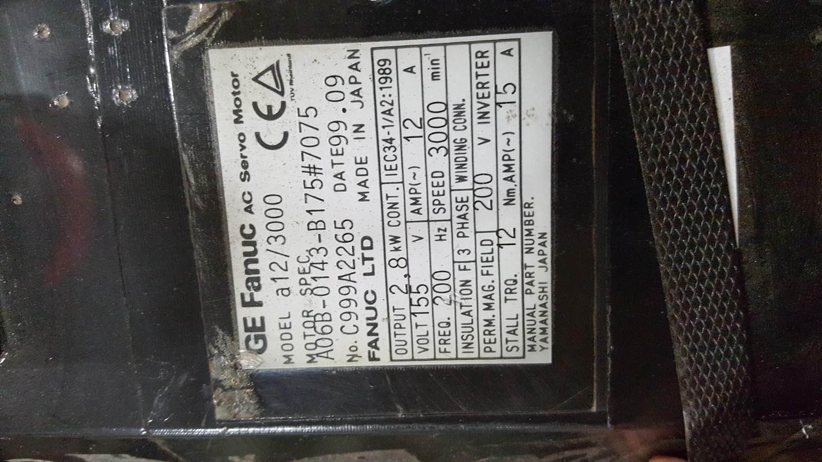Moteur Servo AC Fanuc A06B-0143-B175 #7075 Alpha 12/3000 - Reconditionné