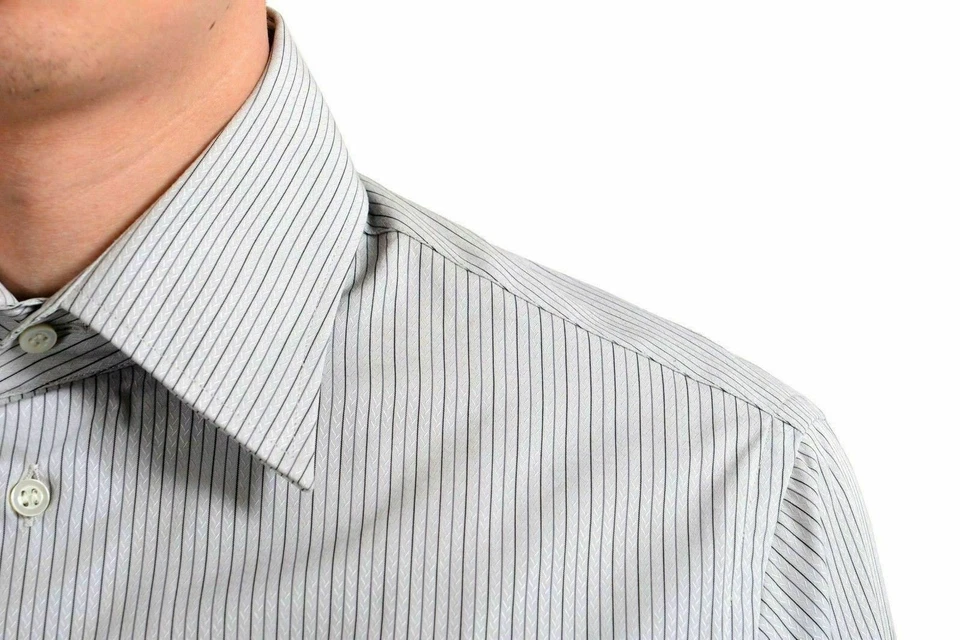Camisa de vestir manga larga a rayas Armani Collezioni para hombre US 15 IT 38 Foto 4 de 4