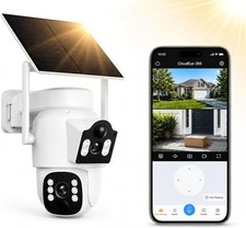 Dual Lens WiFi Home Security Camera System Solar PTZ Wireless Outdoor Battery