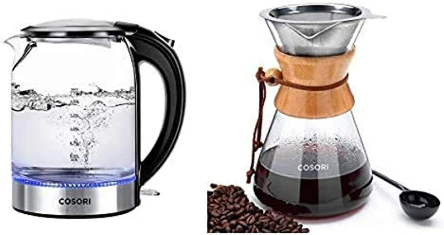 Electric Kettle & Pour Over Coffee Maker with LED Indicator Light