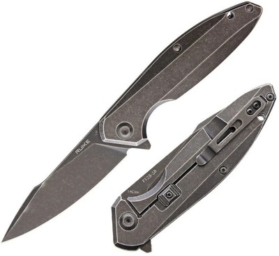 RUIKE P128 Folding Knife 4'' 14C28N Sandvik Steel Blade Black Stonewash Stainless