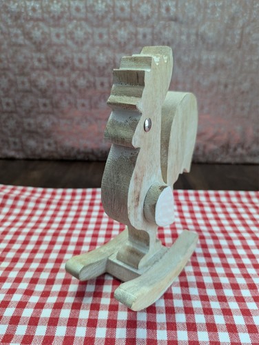 PRIMITIVE 8"high Wooden Handcrafted ROCKING ROOSTER x Display, PREOWN - Picture 4 of 7