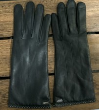 Coach Leather 100 Cashmere Lined Gloves, Black, Size 7 1/2