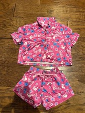 Barbie Girls Pink Floral Pajama Set Size XS 4/5