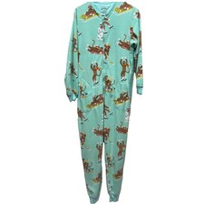 Nick Nora women's size small one piece pjs all in one pockets sock monkeys
