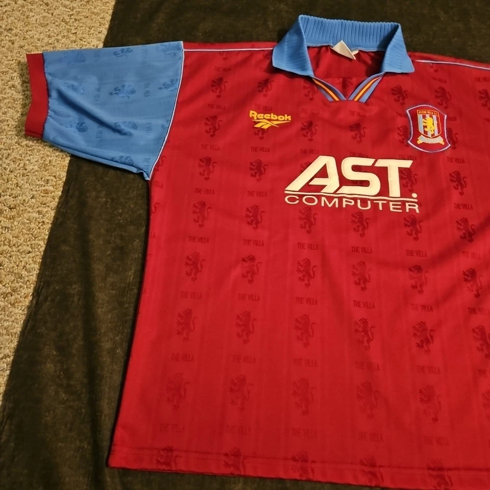 Vintage 93/95 Soccer Jersey Aston Villa F.C. Home  AST Computer Size Xl  - Image 2 of 4