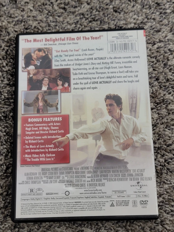 Love Actually DVD Full Screen 2003 Hugh Grant Liam Neeson Romantic Comedy - Image 2 of 2