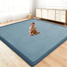 Baby Play Mat for Floor, 1.3 Inch Thick Memory Foam Tummy Time Mat with Non Slip