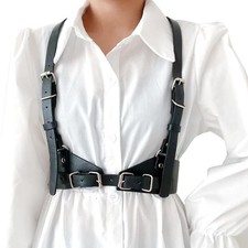 Body Chest Harness for Woman Fashion, Punk Rock Leather Vest Women Belt Top Wide