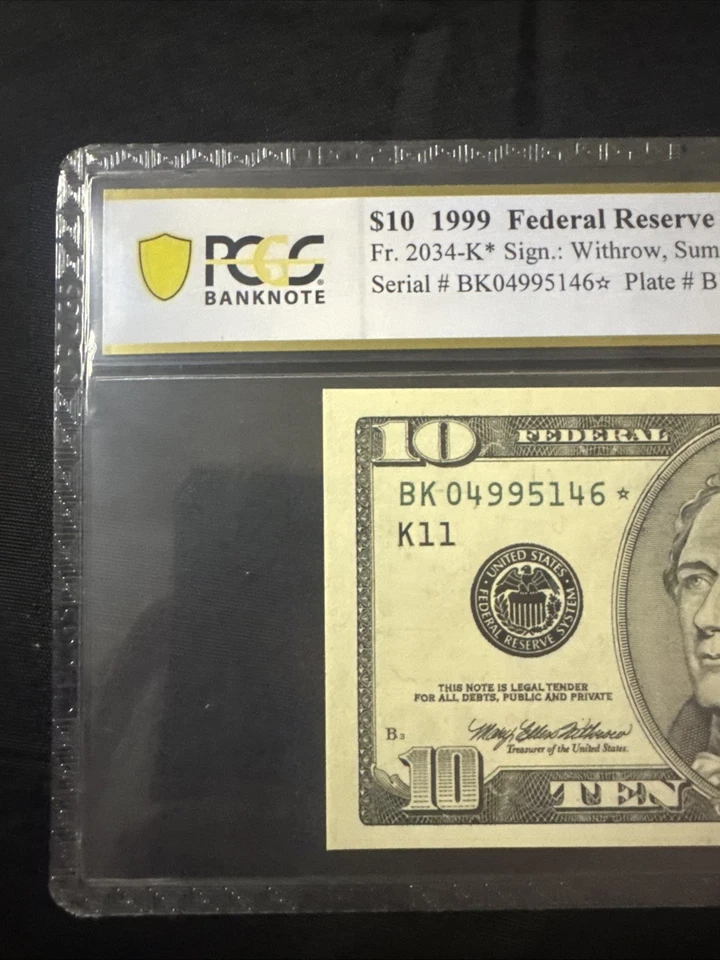 1999 $10 Federal Reserve Note Fr-2034-K Dallas Star Note 66PPQ GEM UNC - Image 3 of 4