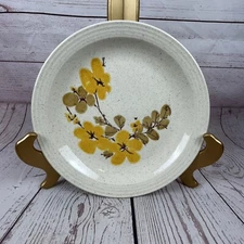 Vintage Homer Laughlin 10” Dinner Plates Yellow Brown Floral Set Of 4 MCM