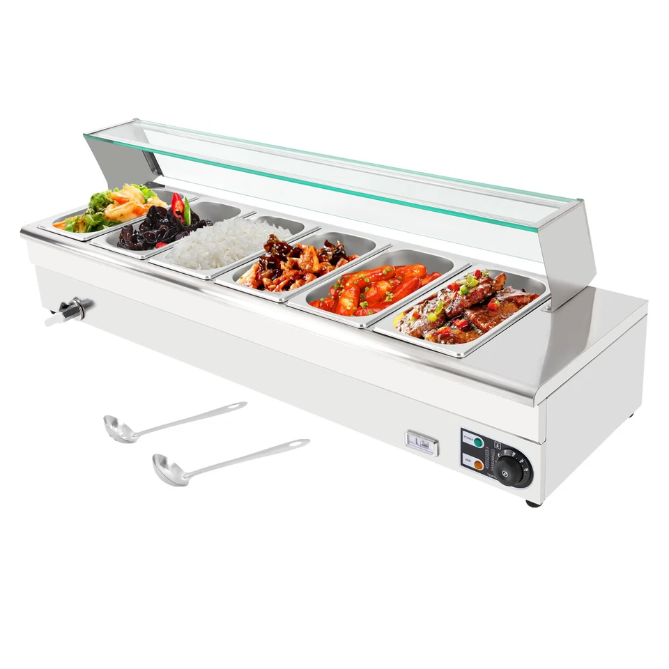 6-Pan Electric Food Warmer Steam Table Buffet Bain Marie Countertop Commercial - Image 4 of 4
