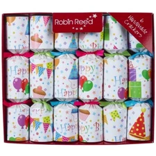 Robin Reed E5 6pc 8.5in Themed Party Crackers - Happy Birthday 42301.NOV
