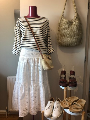 ZARA £59.99 White Broderie Anglaise Maxi Midi Prairie Layered Skirt XL UK 14-16 - Picture 14 of 24