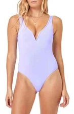 NEW! $194 L * SPACE COCO 1 PIECE SWIMSUIT WISTERIA SZ L