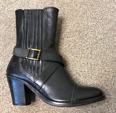 NEU BRONX schwarze Damen-Chelsea-Boots aus Leder mit Absatz Größe 4