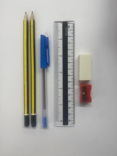 Schule Schreibwaren Set Stift Bleistifte Radierer Gummi Lineal Anspitzer - Bild 2 von 3