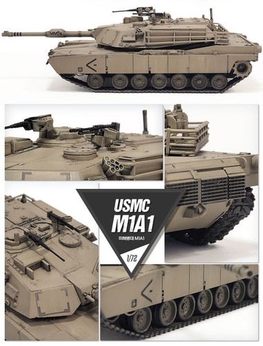 1/72 USMC M1A1 ABRAMS IRAQ TANK US MARINE COPS PLA MODEL KIT ACADEMY 13430 - Picture 5 of 7