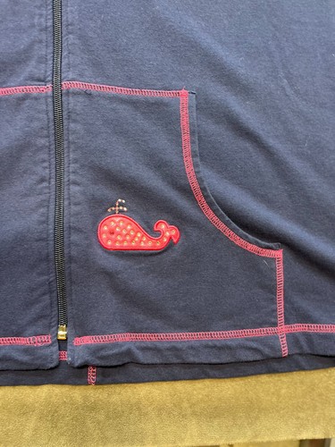 Quacker Factory Sleeveless Vest Blue 1X Full Zipper - Picture 2 of 7