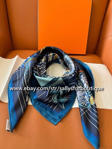 Sallys Boutique 14~18 Momme Twill Silk Wrap Scarf Saddle Print Square Shawl 35" - Picture 4 of 69