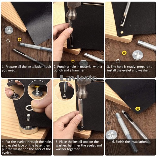 200x Brass Tarp Tent Flag Awning Repair Rings Metal Eyelet Kit Tool for Canvas - Picture 7 of 12