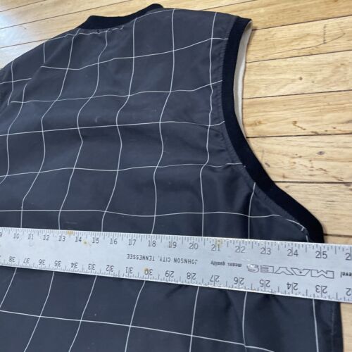 Vtg DOCKERS Reversible Golf Vest Men XL Black Cream Plaid Stain Defender 044917A - Picture 7 of 18