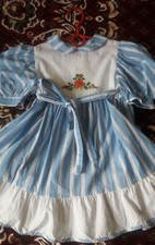 Vintage colour blue/white with rose Baby/Toddler Dress 100 Cotton.