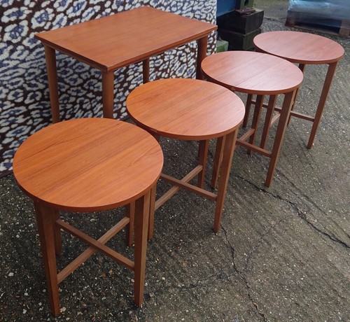 Vintage Poul Hundevad Designer Mid Century Danish Teak Set of 5 Nesting Tables - Picture 18 of 24