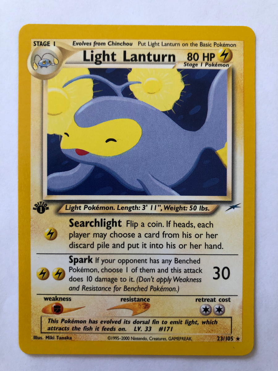 1999 Pokemon Vintage Card 1st Edition Light Lanturn 23/105