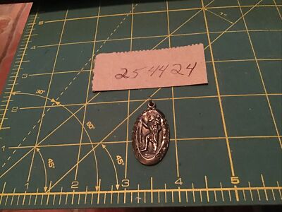 Large Heavy Vintage Chapel St Christopher Chapel Sterling Silver Pendant Charm