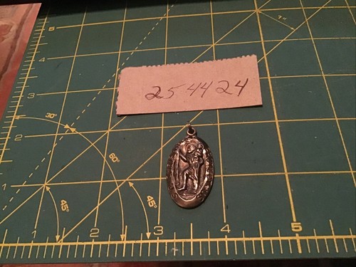 Large Heavy Vintage Chapel St Christopher Chapel Sterling Silver Pendant Charm