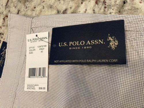 Golf Hiking Shorts.US Polo Assn. Men’s Grey Checkered Size 40w NWT Msrp 56.00 - Picture 4 of 10