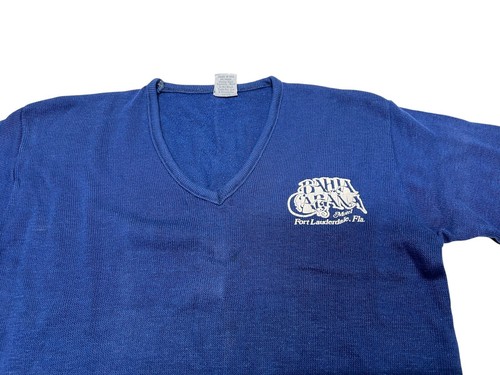 Vtg 80’s BAHIA CABANA Motel Fort Lauderdale Souvenir V Neck Sweater Sz M USA - Picture 3 of 15