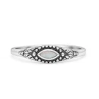 4.6mm Vintage Marquise Oxidized Petite Dainty Thumb Ring 925 Sterling Silver