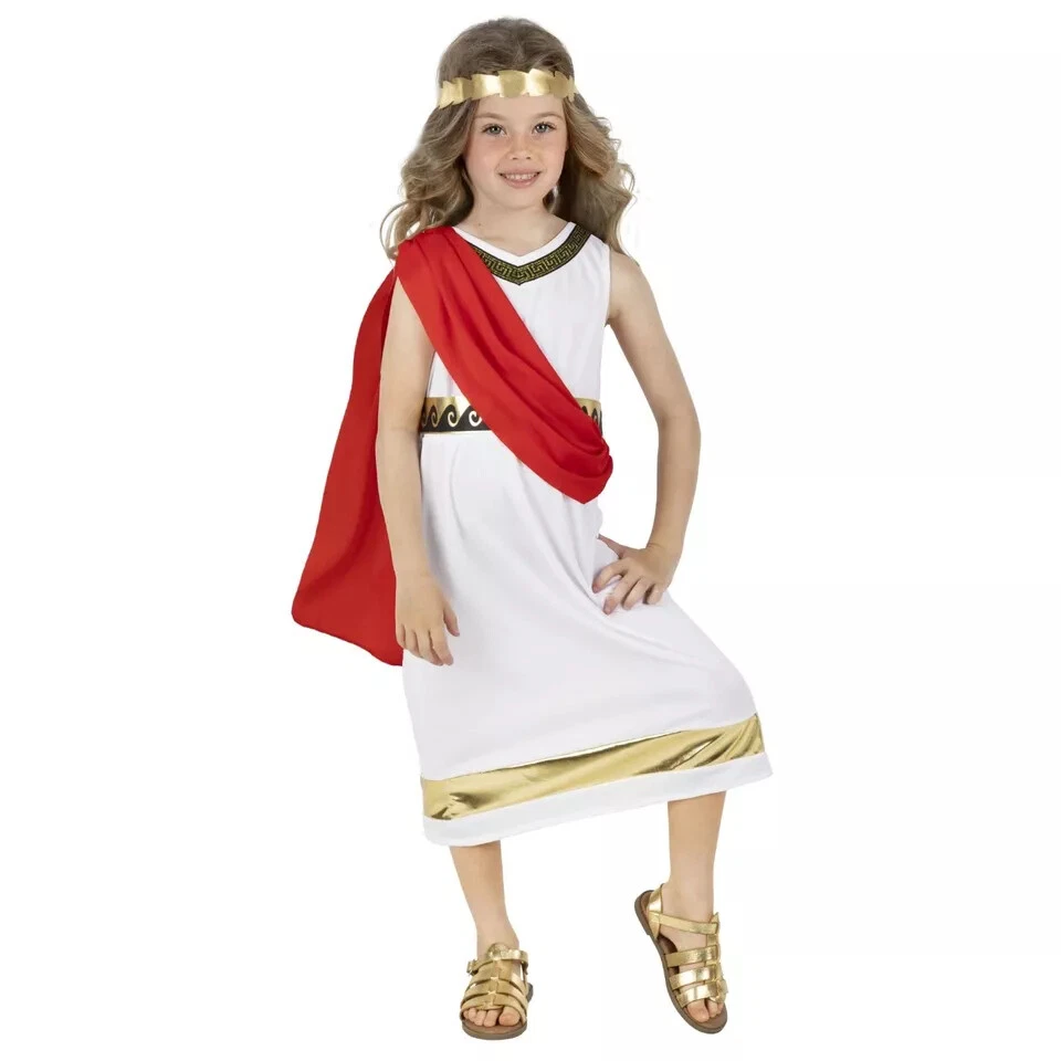 Niñas Disfraz de Diosa Griega S - XL Niños Antiguo Vestido de Toga Romano Halloween Foto 2 de 4