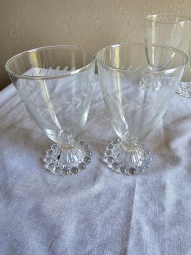 7er Set Vintage Lorbeer (grauer Schliff) Boopie Anchor Hocking Klar Wasserkelch Gläser - Bild 9 von 12