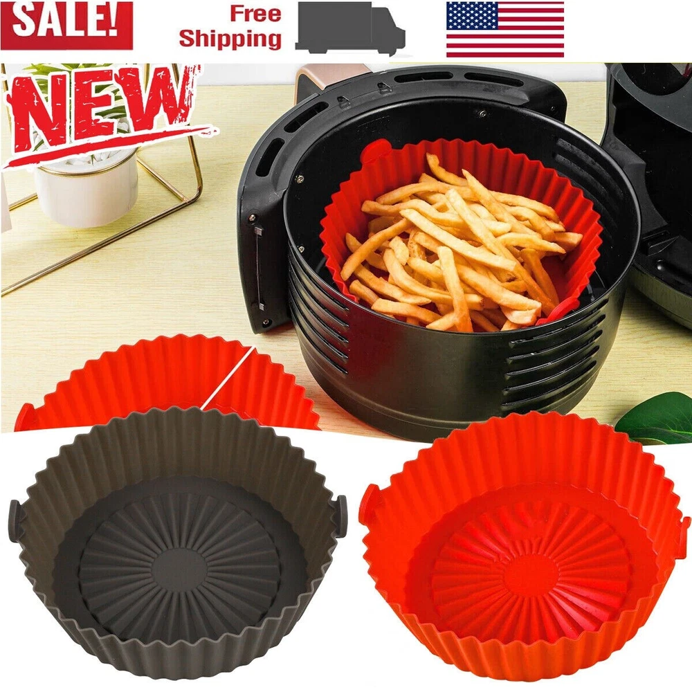 Air fryer Silicone Pot Non-Stick Pan Reusable Oven Lining Baking Basket w/Handle