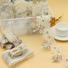 3 Mètres Ruban Organza Brodé Floral Décor Applique Finition Couture