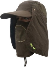 NEOSAN Sport Sun Protection Hats Fishing Caps Flap Wide Brim Mesh Hat Army Green