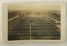 1944 WWII US Flag NAVAL STATION GREAT LAKES Real PHOTO Postcard RPPC Navy