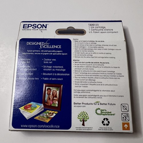 Epson T220120S (220) Durabrite Ultra Ink,175 Page-Yield, Black Exp 10/21 #5589 - Picture 2 of 3