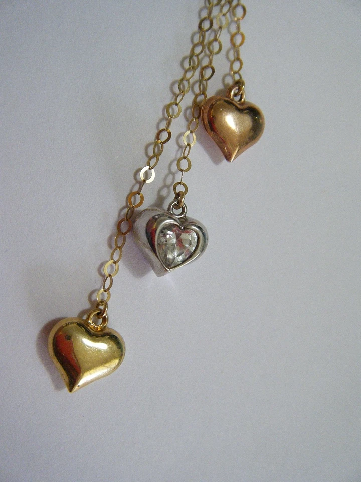 17" Older RL 10K Yellow White & Rose Gold Pendant Y-Drop Chain Necklace - Image 4 of 4