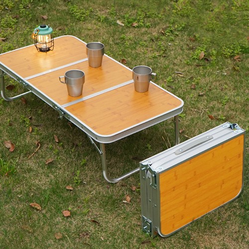 Picnic Folding Table Bamboo Top Camping Hiking Backpacking BBQ Collapsible Table