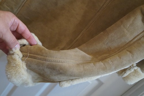 MENS LAMBSKIN LEATHER COAT JACKET FUR COLLAR SLEEVE LINING SIZE 44 - Picture 3 of 9