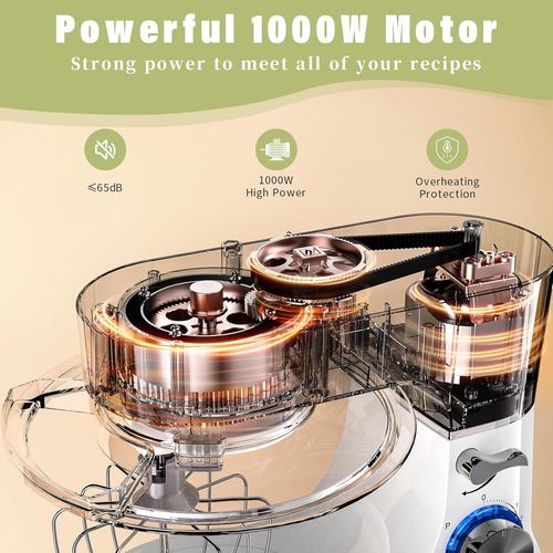 Impastatrice Planetaria, 1000W Robot Da Cucina Multifunzione, 5L 8 Velocità Imp - Foto 2 di 12