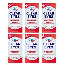 6 Pack Clear Eyes Redness Relief Eye Drops 0.5oz Each